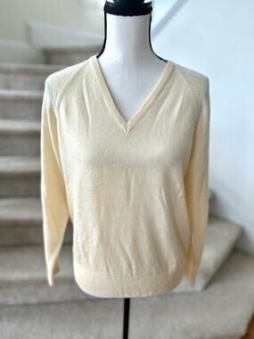 Edinburgh Woollen Mill Cream V-Neck Wool Sweater